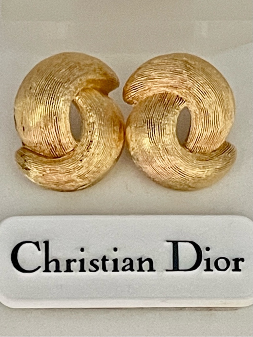 Christian Dior Love Knot Pierced Earrings Vintage Signed